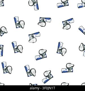 pattern airway inhaler portable cartoon. therapy compact, handheld medicine, spacer bronchodilator airway inhaler portable sign vector Stock Vector