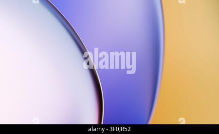 Abstract colorful 3D render featuring overlapping circular forms with smooth gradients in purple, blue, and gold, creating a modern minimal background Stock Photo