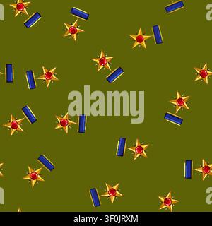 seamless pattern star military medal cartoon. star military medal sign vector Stock Vector