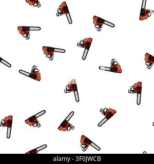 pattern climber chainsaw cartoon. forest lumberjack, lumber timber, work man climber chainsaw sign vector Stock Vector