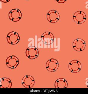 seamless pattern belt lifebuoy cartoon. pool float, lifeboat preserver, water swim belt lifebuoy sign vector Stock Vector