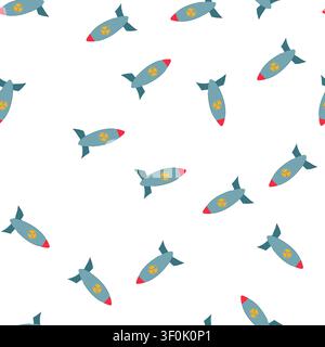 pattern uranium atomic bomb cartoon. detonation fallout, hiroshima nagasaki, manhattan trinity uranium atomic bomb sign. seamless symbol vector illust Stock Vector