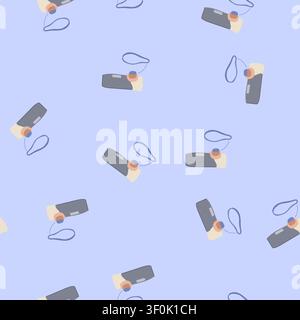 pattern convenient inhaler portable cartoon. nebulizer therapy, respiratory treatment, pocket airway convenient inhaler portable sign. seamless vector Stock Vector