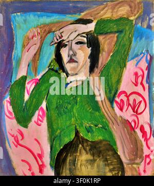 Woman in a Green Jacket / Frau mit grüner Jacke (1913) by Ernst Ludwig Kirchner Stock Photo