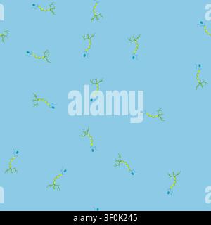 pattern brain neurons cartoon. neuroscience cell, ai synapse, neural structure brain neurons sign. seamless vector illustration Stock Vector