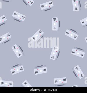 pattern fire smoke detector cartoon. alarm safety, house home, carbon ceiling fire smoke detector sign. seamless vector illustration Stock Vector
