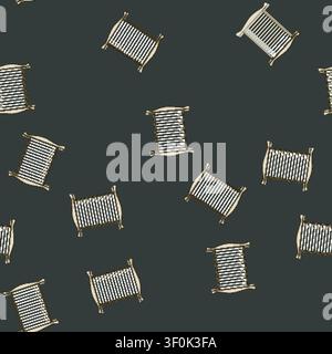 seamless pattern Wooden baby crib with slatted sides and light blue mattress, isolated on white, cozy nursery furniture symbolizing infant care, safet Stock Vector