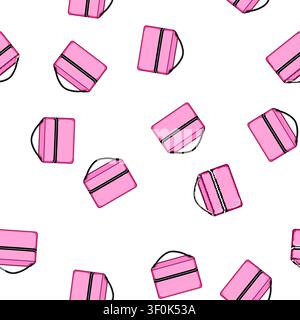 pattern compact makeup bag cartoon. stylish zipper, pouch storage, durable chic compact makeup bag sign vector Stock Vector