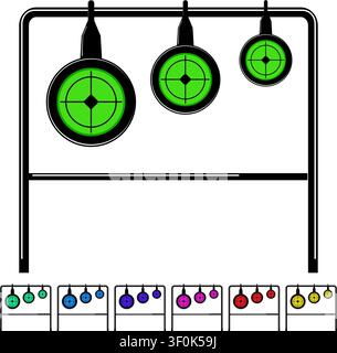 black shooting target cartoon. silhouette aim, range gun black shooting target sign colorful illustration Stock Vector