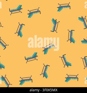 pattern bariatric hospital bed cartoon. pediatric icu, mattress rails, headboard footboard bariatric hospital bed sign. seamless vector illustration Stock Vector