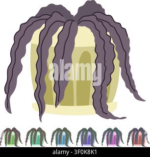 Potted houseplant with wilting dark leaves, illustrating concepts of death, decay, and neglect, presenting an unhealthy state of a once vibrant domest Stock Vector