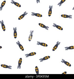 pattern explosion atomic bomb cartoon. radiation uranium, detonation fallout, hiroshima nagasaki explosion atomic bomb sign. seamless symbol vector il Stock Vector