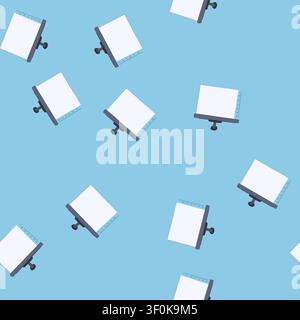pattern board electronic whiteboard cartoon. class office, sketch draw, team woman board electronic whiteboard sign. seamless vector illustration Stock Vector
