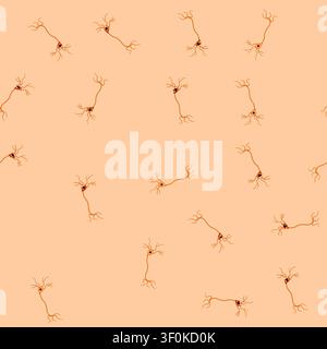 seamless pattern cell neurons cartoon. system nerve, synapse structure, human anatomy cell neurons sign vector Stock Vector