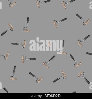 seamless pattern roller paint roller paint cartoon. roller paint roller paint sign vector Stock Vector