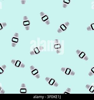 pattern digital watch wrist cartoon. automatic luxury, fashion classic, waterproof leather digital watch wrist sign. seamless vector illustration Stock Vector