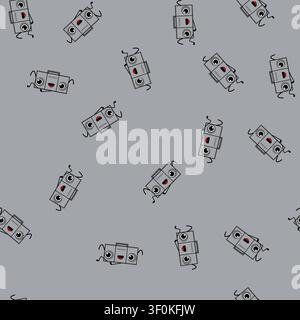 seamless pattern party retro music character cartoon. 90s disco, event ball, ghetto concert party retro music character sign vector Stock Vector