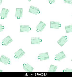 pattern sustainable plastic shopping bag cartoon. convenience lightweight, durable grocery, retail packaging sustainable plastic shopping bag sign. se Stock Vector