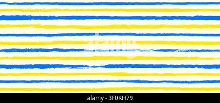 Repeating yellow and blue line background. Mediterranean horizontal stripe seamless pattern. Italian summer vacation print for poster, fabric, textile, wrapping paper. Vector Amalfi vibe backdrop Stock Vector