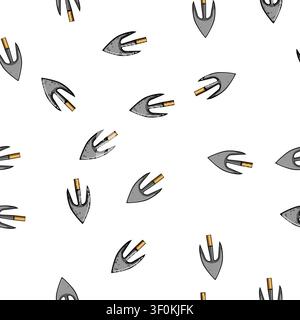 pattern hunting arrowhead cartoon. weapon indigenous, archaeology excavation, spear projectile hunting arrowhead sign vector Stock Vector