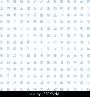 Various line icons creating a collection of symbols representing concepts such as technology, business, communication, internet, network, data, and di Stock Vector