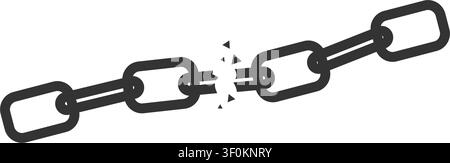 Broken Black Chain Link Vector Icon for Freedom and Strength Design Concept Stock Vector