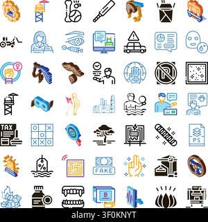 Collection of different icons representing various concepts, themes, and abstract ideas across multiple fields like education, business, finance, medi Stock Vector