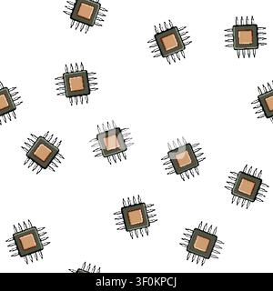pattern steaming microchip cartoon. espresso coffee, milk foam, wand temperature steaming microchip sign vector Stock Vector
