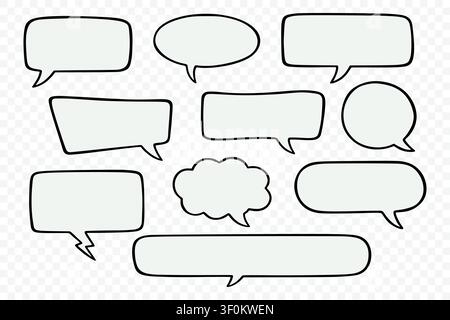 Speech Bubble Set, Vector Illustration. Speech Bubble Collection and Chat Bubble Outline Shapes Isolated. Comic, Message, Dialogue, Quote, Sticker and Stock Vector