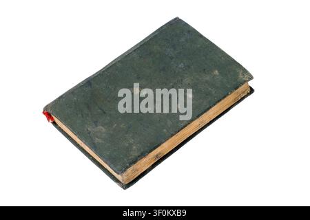 An old dirty book on a white background. The old book is isolated. Stock Photo