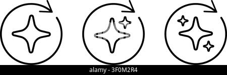 AI star refresh icon. Round regenerate arrow line icon. Digital reset artificial intelligence design infographic pictogram. Refresh generate prompt Stock Vector
