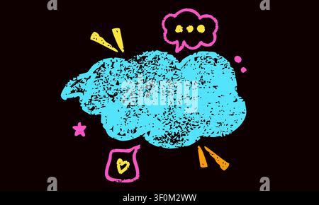 Design with blue crayon hand drawn text cloud. Stock Vector