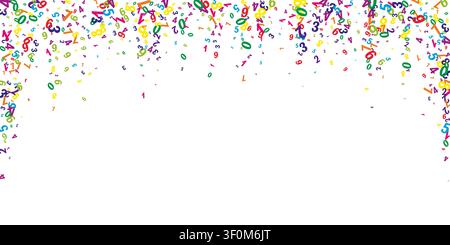 School math notebook cover. Colorful childish numbers floating in the air. Back to school mathematics banner on white background. Falling numbers vector illustration. Stock Vector
