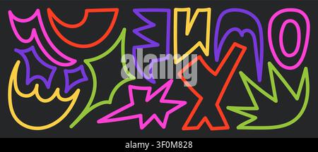 Neon Abstract Geometric Doodles Stock Vector