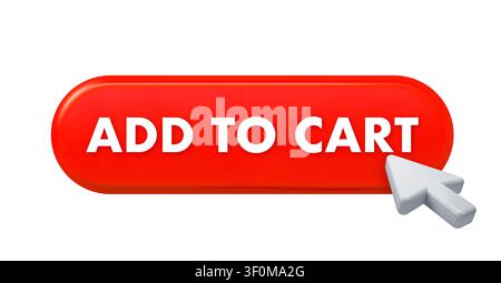 Mouse cursor clicking on red add to cart button Stock Vector