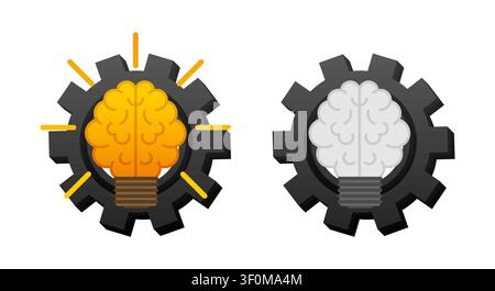 Thinking brain working on ideas power innovation Stock Vector