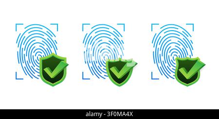 Fingerprint scanning providing biometric security and authentication protection Stock Vector