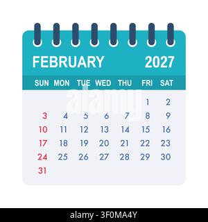 February 2027 calendar page showing event planning Stock Vector