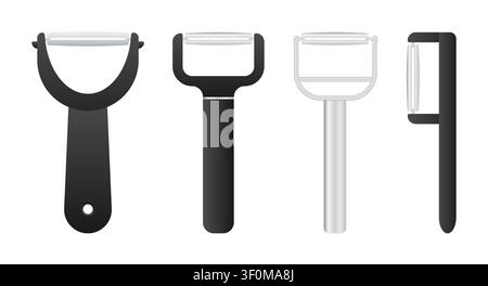 Vegetable peelers for kitchen food preparation tools Stock Vector