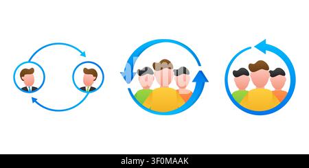Team rotation process and employee staff turnover cycle Stock Vector