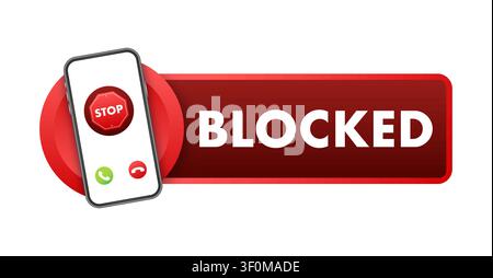Smartphone displaying blocked call with stop sign icon Stock Vector
