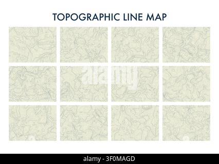 Topographic line map showing elevation contours and terrain Stock Vector