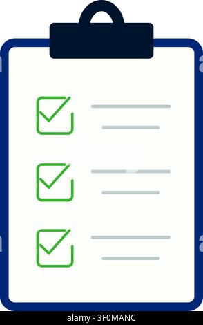 Clipboard with Planning Sheet Vector Illustration – Flat Office Checklist and Notes Icon Stock Vector
