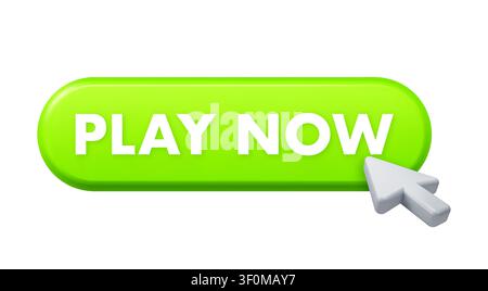 3D cursor clicking play now button icon Stock Vector