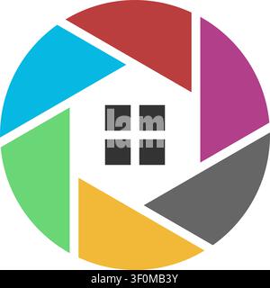Minimalist camera logo for multimedia branding application Stock Vector