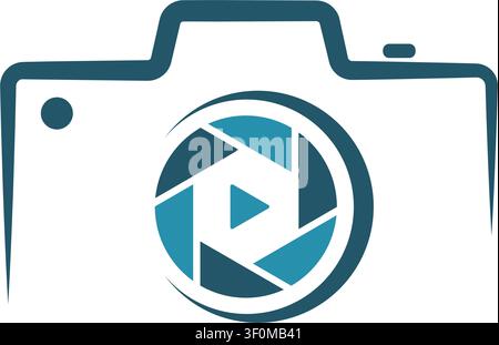 Minimalist camera logo for multimedia branding application Stock Vector