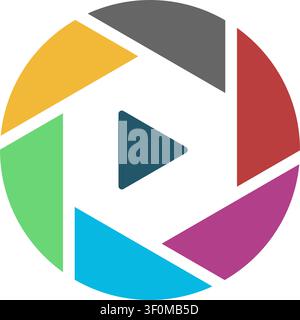 Minimalist camera logo for multimedia branding application Stock Vector