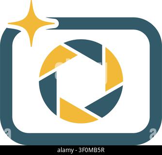 Minimalist camera logo for multimedia branding application Stock Vector