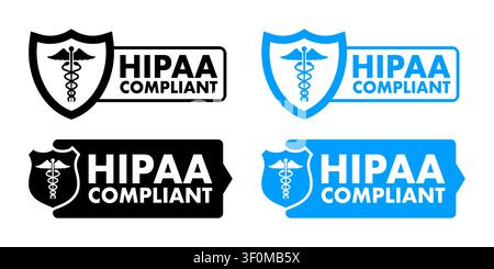 HIPAA compliant health data privacy information shields Stock Vector