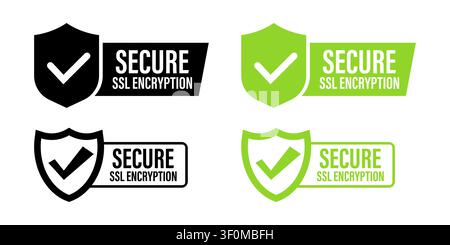 Secure SSL encryption web data protection shield icons Stock Vector